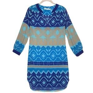 TRINA TURK Silk Blend Mini-Dress Cover-Up XS-S Blue Tunic *Missing Size Tag EUC